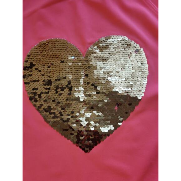 Cat & Jack Heart Flip Sequins Rash Guard - Coral XL - Picture 2 of 6